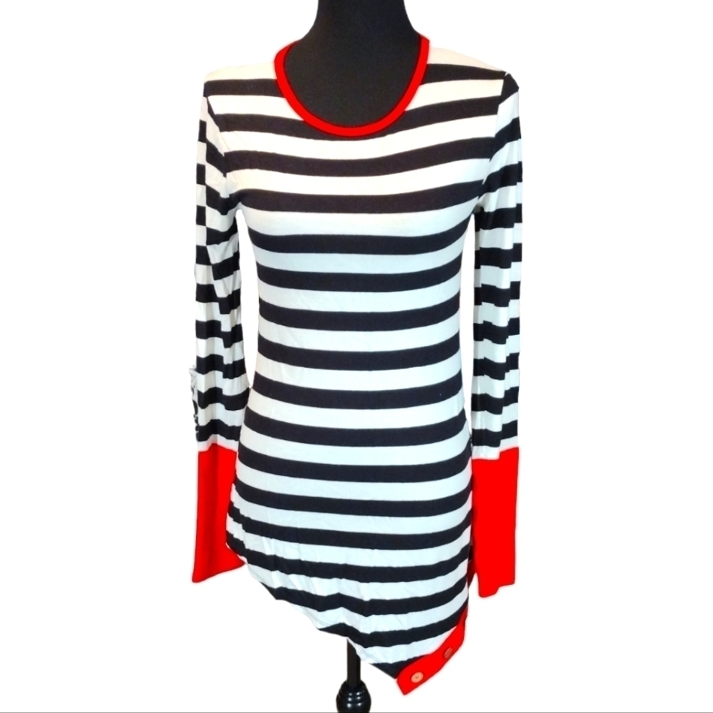 42 Pops Striped Asymmetrical Top
